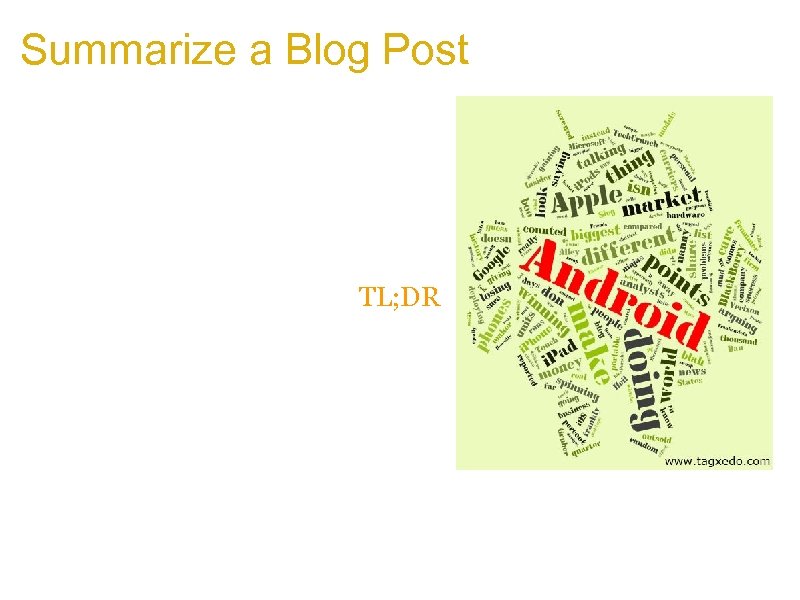 Summarize a Blog Post a. Any blog post can be visually and pleasingly summarized