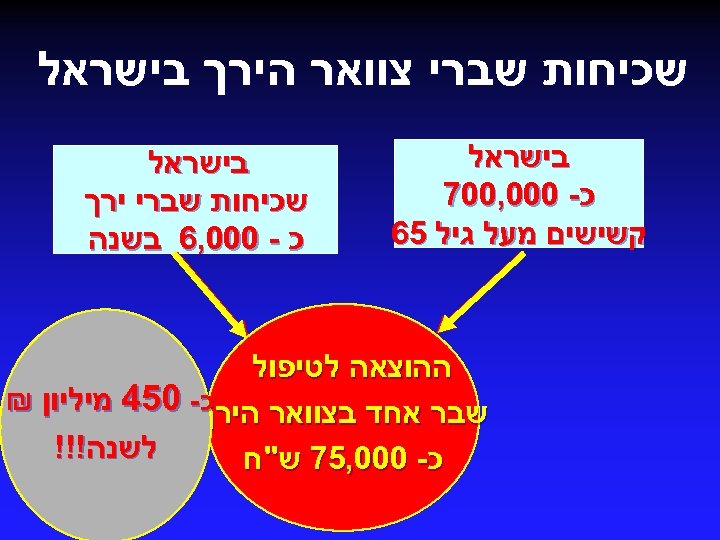  שכיחות שברי צוואר הירך בישראל כ- 000, 007 קשישים מעל גיל 56 בישראל