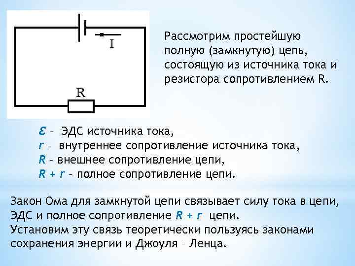 Презентация по теме закон ома для полной цепи 10 класс