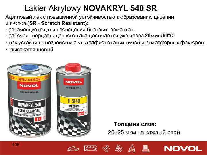 Lakier Akrylowy NOVAKRYL 540 SR Акриловый лак с повышенной устойчивостью к образованию царапин и