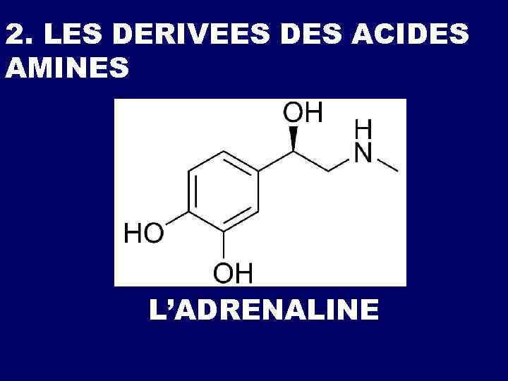 2. LES DERIVEES DES ACIDES AMINES L’ADRENALINE 