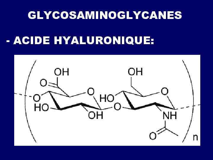GLYCOSAMINOGLYCANES - ACIDE HYALURONIQUE: 