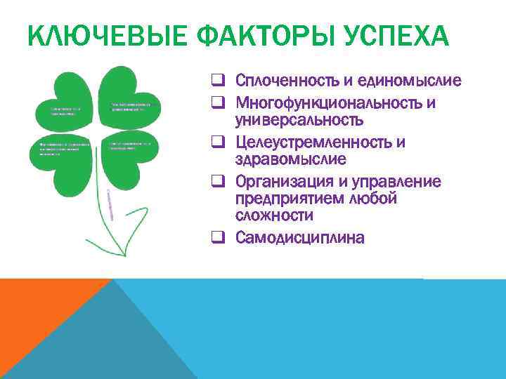 КЛЮЧЕВЫЕ ФАКТОРЫ УСПЕХА q Сплоченность и единомыслие q Многофункциональность и универсальность q Целеустремленность и