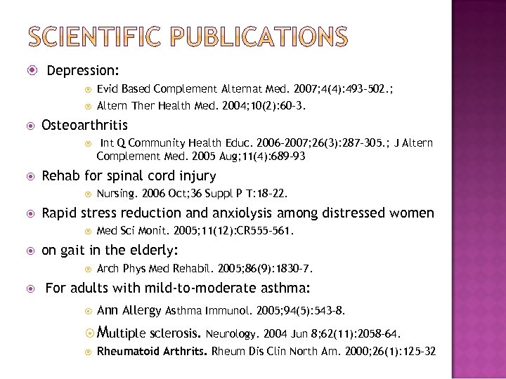  Depression: Osteoarthritis Med Sci Monit. 2005; 11(12): CR 555 -561. on gait in