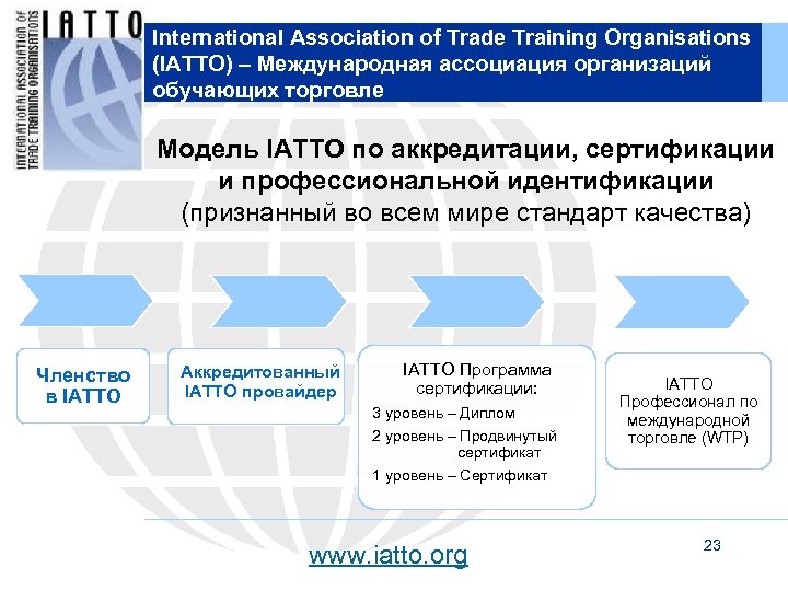 International Association of Trade Training Organisations (IATTO) – Международная ассоциация организаций обучающих торговле Модель