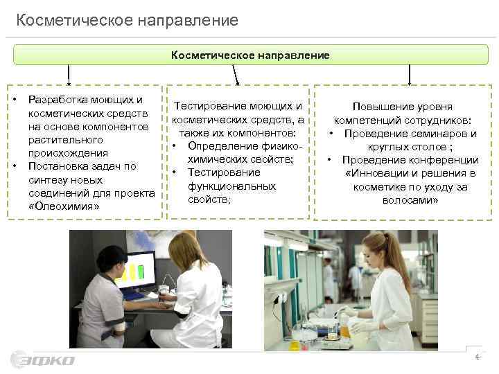 Косметическое направление • • Разработка моющих и косметических средств на основе компонентов растительного происхождения