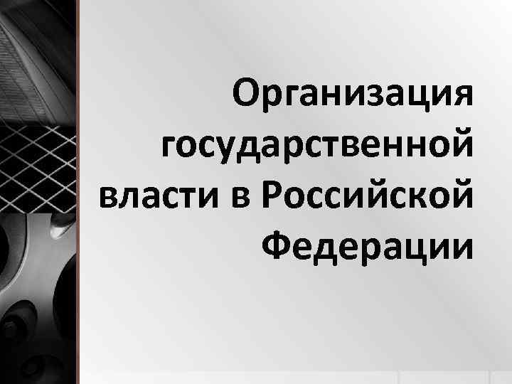 Организация государственной власти в Российской Федерации 