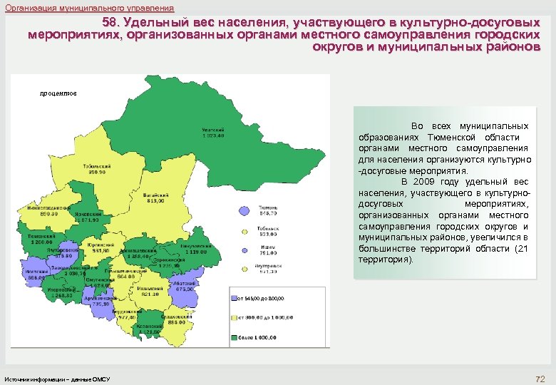Карта муниципальных образований Тюменской области.