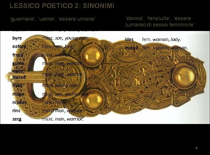 LESSICO POETICO 2: SINONIMI ‘guerriero’, ‘uomo’, ‘essere umano’ ‘donna’, ‘fanciulla’, ‘essere (umano) di sesso