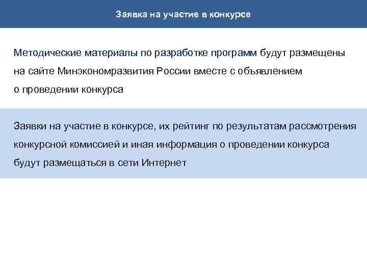 Заявка на участие в конкурсе Методические материалы по разработке программ будут размещены на сайте