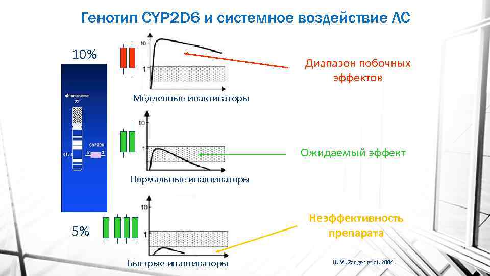 Генотип CYP 2 D 6 и системное воздействие ЛС 10% Диапазон побочных эффектов Медленные