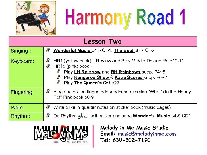Lesson Two Singing : Wonderful Music p 4 -5 CD 1, The Beat p
