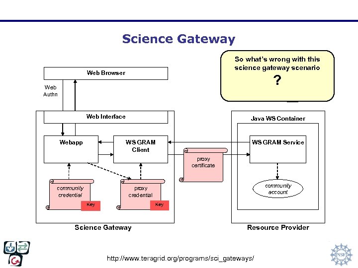 Science Gateway So what’s wrong with this science gateway scenario Web Browser ? Web