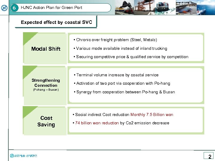 6 HJNC Action Plan for Green Port Expected effect by coastal SVC • Chronic