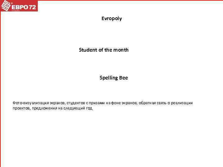 Evropoly Student of the month Spelling Bee Фото-визуализация экранов, студентов с призами на фоне