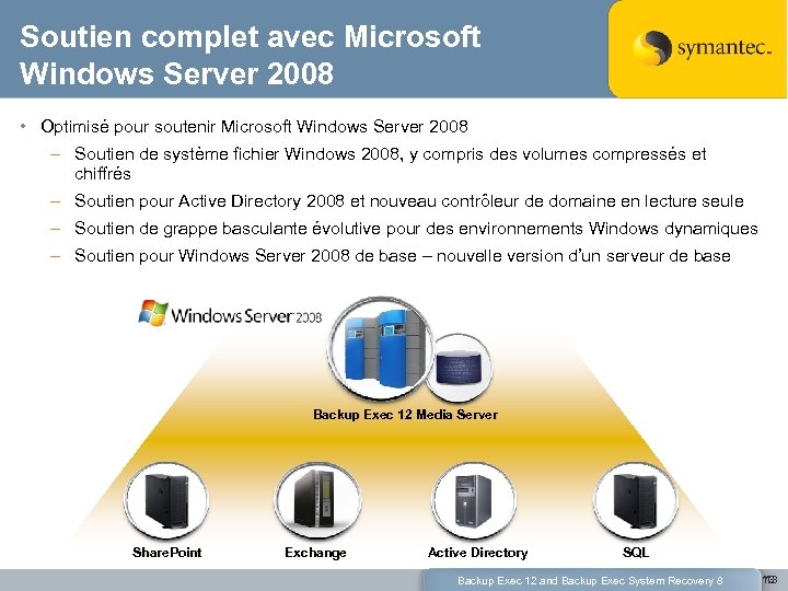 Soutien complet avec Microsoft Windows Server 2008 • Optimisé pour soutenir Microsoft Windows Server