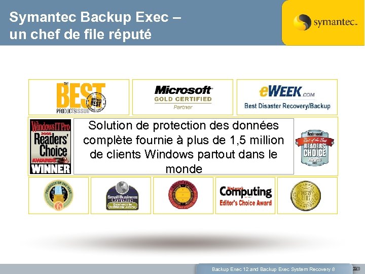 Symantec Backup Exec – un chef de file réputé Solution de protection des données