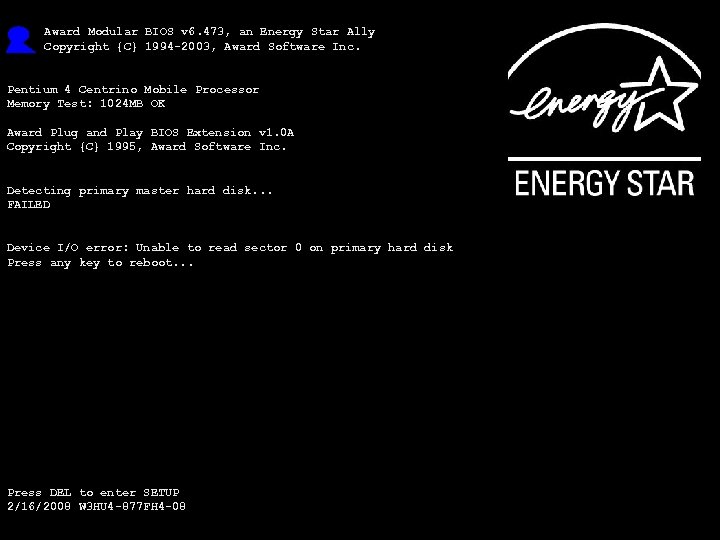 Award Modular BIOS v 6. 473, an Energy Star Ally Copyright {C} 1994 -2003,