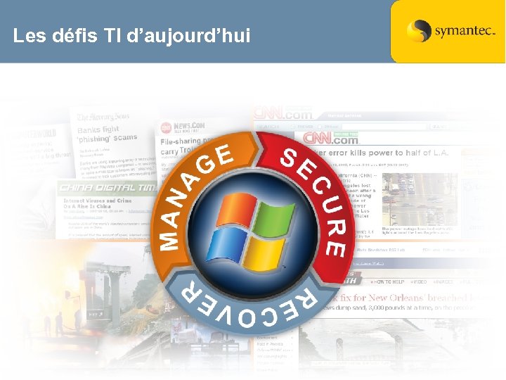 Les défis TI d’aujourd’hui Malicious Threats Human Error Natural Disasters Infrastructure Failures Backup Exec