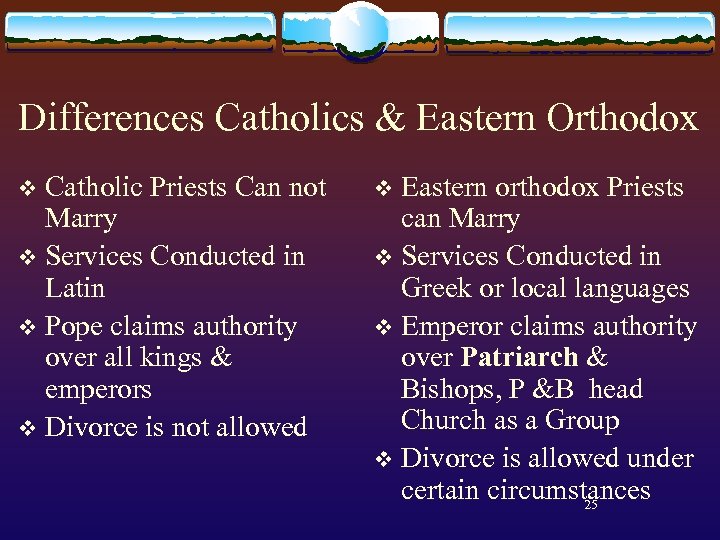 Differences Catholics & Eastern Orthodox Catholic Priests Can not Marry v Services Conducted in