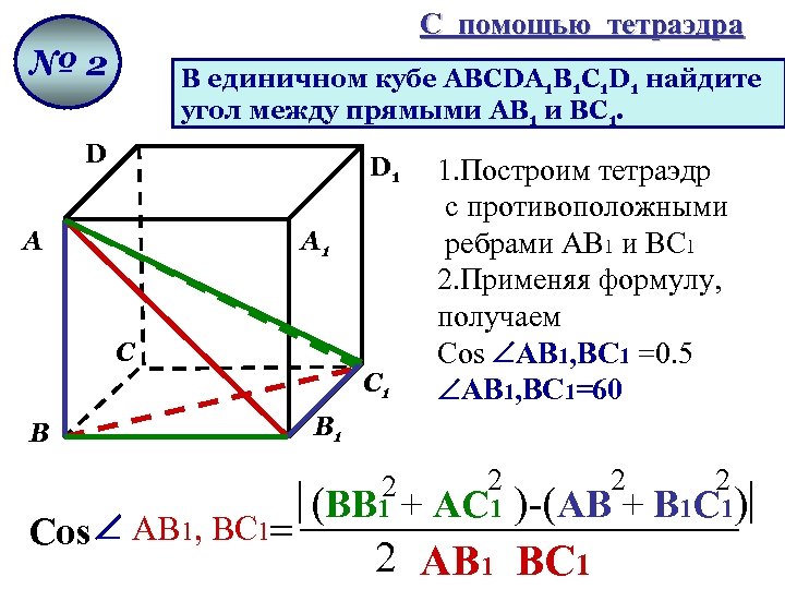С помощью тетраэдра № 2 В единичном кубе АВСDА 1 В 1 С 1