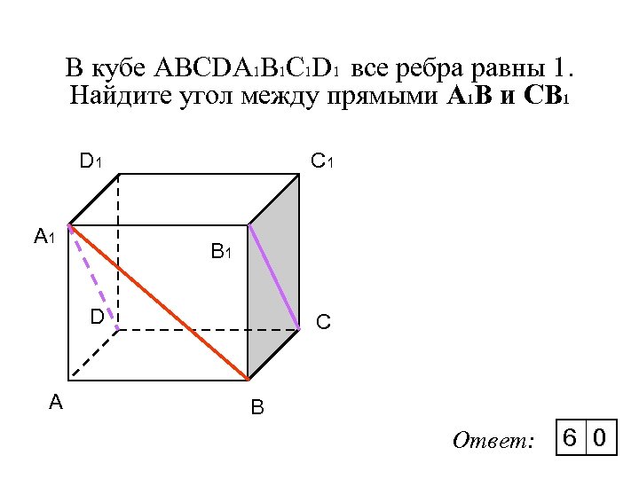 В кубе ABCDA 1 B 1 C 1 D 1 все ребра равны 1.