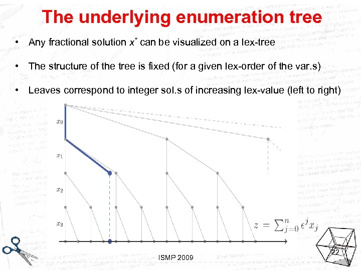 The underlying enumeration tree • Any fractional solution x* can be visualized on a