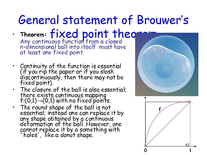  • General statement of Brouwer’s Theorem: fixed point theorem Any continuous function from