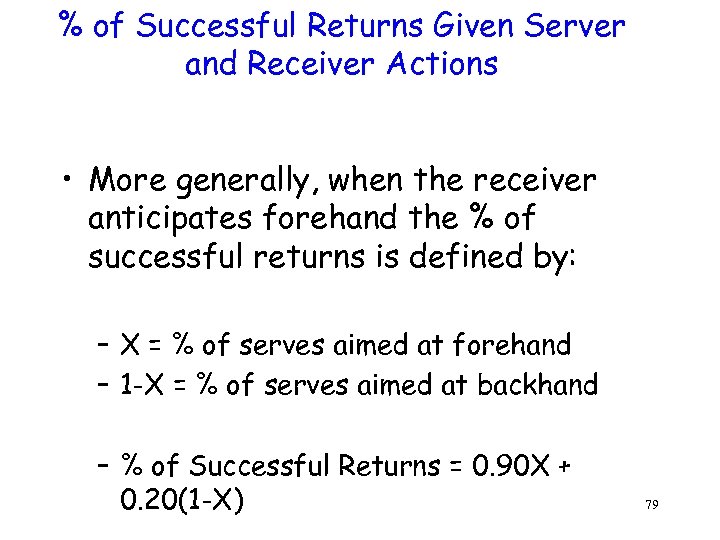 % of Successful Returns Given Server and Receiver Actions • More generally, when the