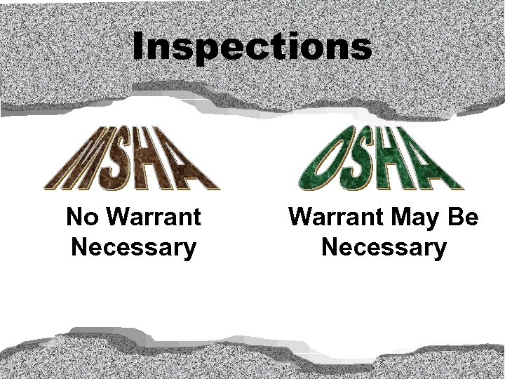 Inspections No Warrant Necessary Warrant May Be Necessary 