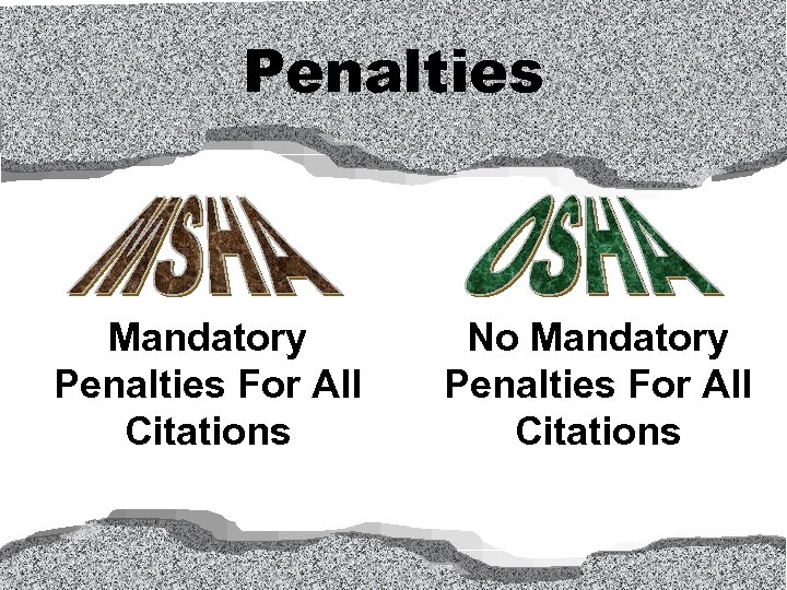 Penalties Mandatory Penalties For All Citations No Mandatory Penalties For All Citations 