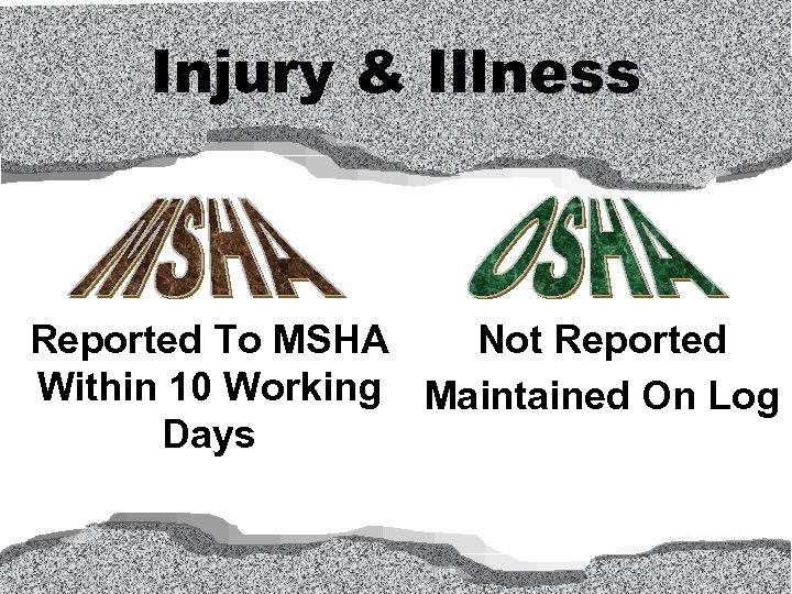 Injury & Illness Reported To MSHA Not Reported Within 10 Working Maintained On Log