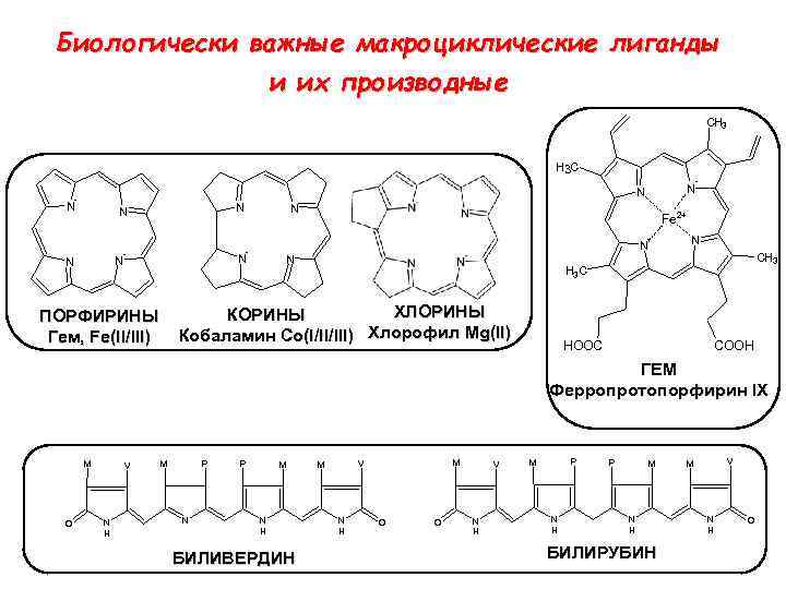 Биологически важные мaкроциклические лиганды и их производные CH 3 H 3 C - N