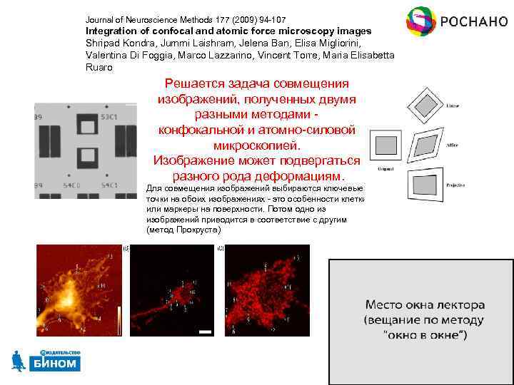Journal of Neuroscience Methods 177 (2009) 94 -107 Integration of confocal and atomic force