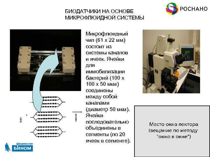 БИОДАТЧИКИ НА ОСНОВЕ МИКРОФЛЮИДНОЙ СИСТЕМЫ Микрофлюидный чип (61 х 22 мм) состоит из системы
