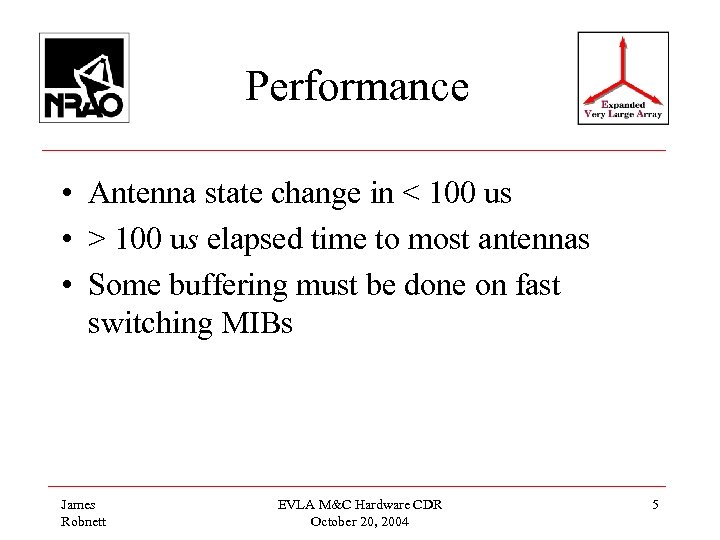 Performance • Antenna state change in < 100 us • > 100 us elapsed