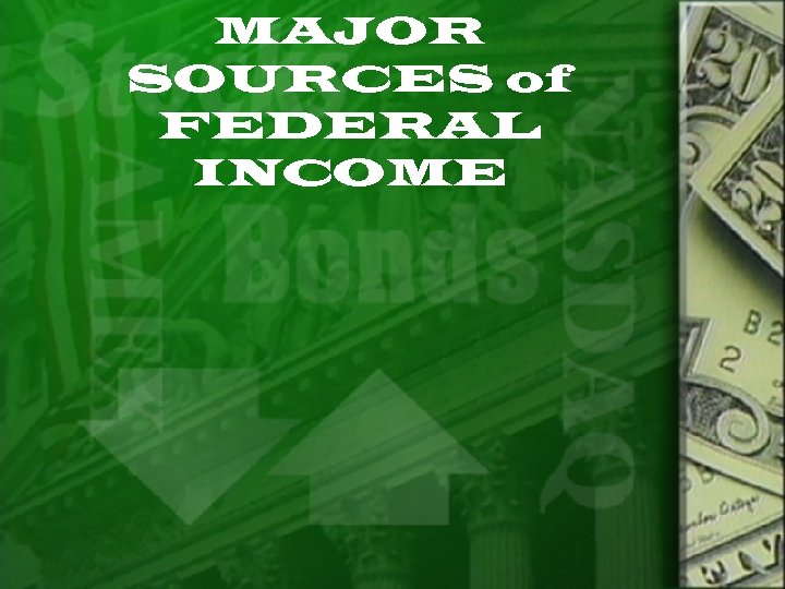MAJOR SOURCES of FEDERAL INCOME 