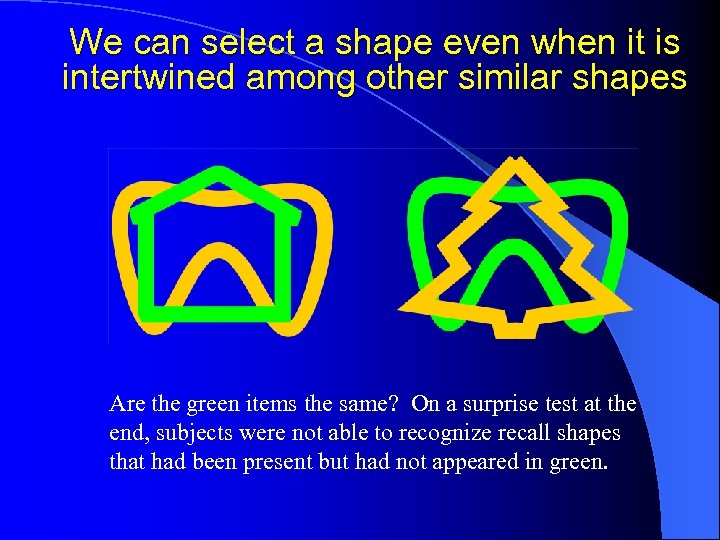 We can select a shape even when it is intertwined among other similar shapes