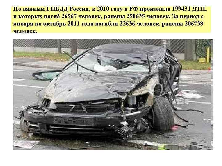 По данным ГИБДД России, в 2010 году в РФ произошло 199431 ДТП, в которых