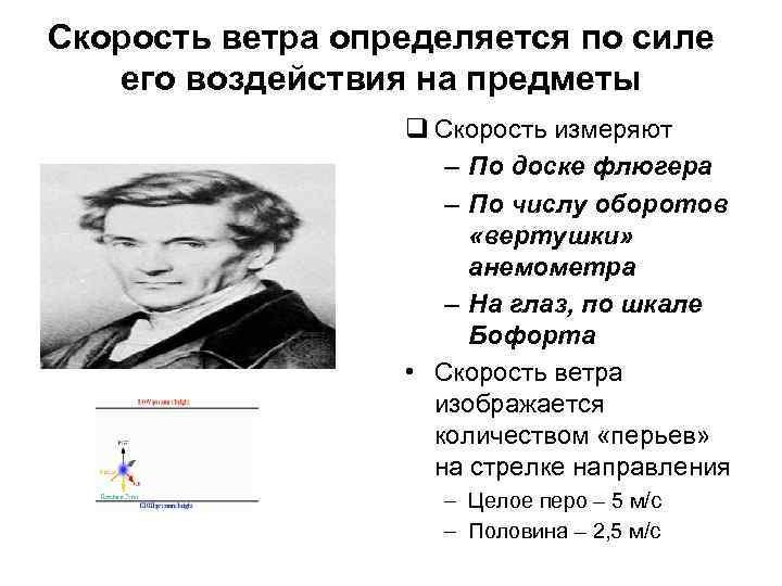 Скорость ветра определяется по силе его воздействия на предметы q Скорость измеряют – По