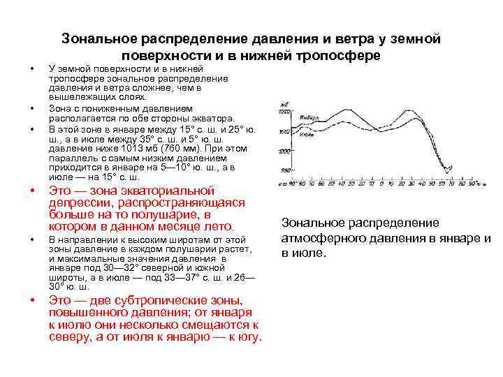 Распределение зональности. Зональное распределение давления. Среднее распределение давления у земной поверхности в январе и июле. Зональное распределение атмосферного давления. Распределение давления у земной поверхности.