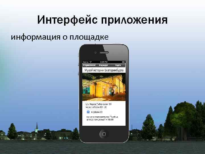 Интерфейс приложения информация о площадке 