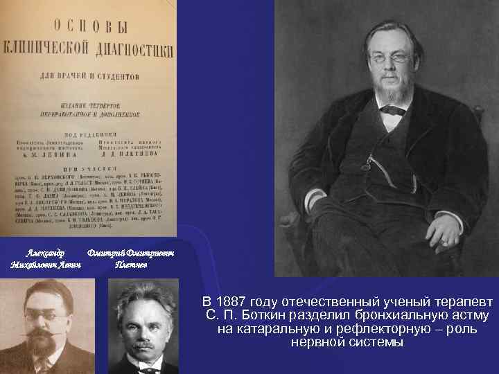 Александр Дмитрий Дмитриевич Михайлович Левин Плетнев В 1887 году отечественный ученый терапевт С. П.