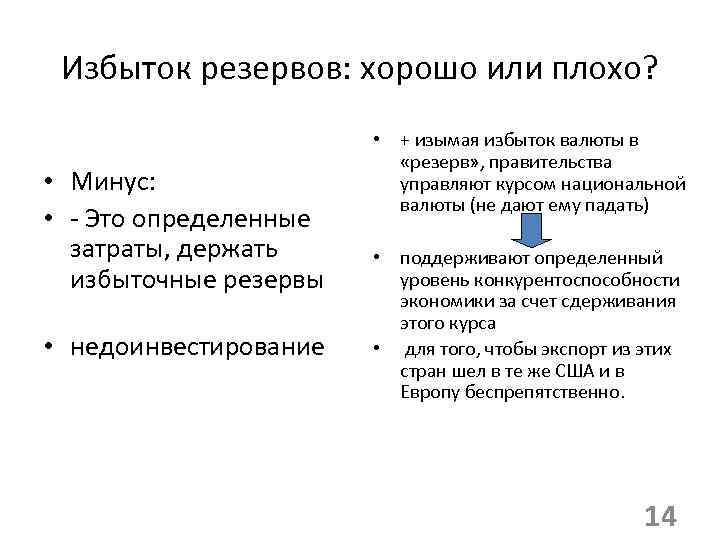 Минусы плохо. Избыбыточные резервы это. Причины избыточных запасов. Избыточные резервы причины. Избыток финансовых ресурсов.