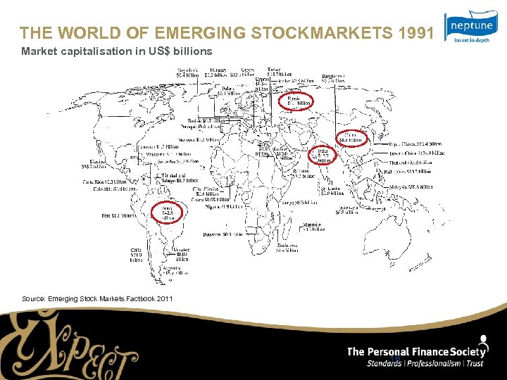 THE WORLD OF EMERGING STOCKMARKETS 1991 Market capitalisation in US$ billions Source: Emerging Stock