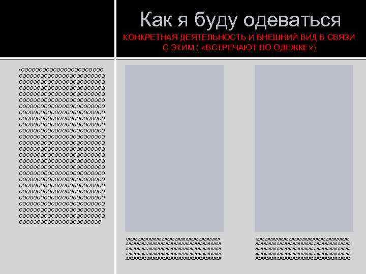 Как я буду одеваться КОНКРЕТНАЯ ДЕЯТЕЛЬНОСТЬ И ВНЕШНИЙ ВИД В СВЯЗИ С ЭТИМ (