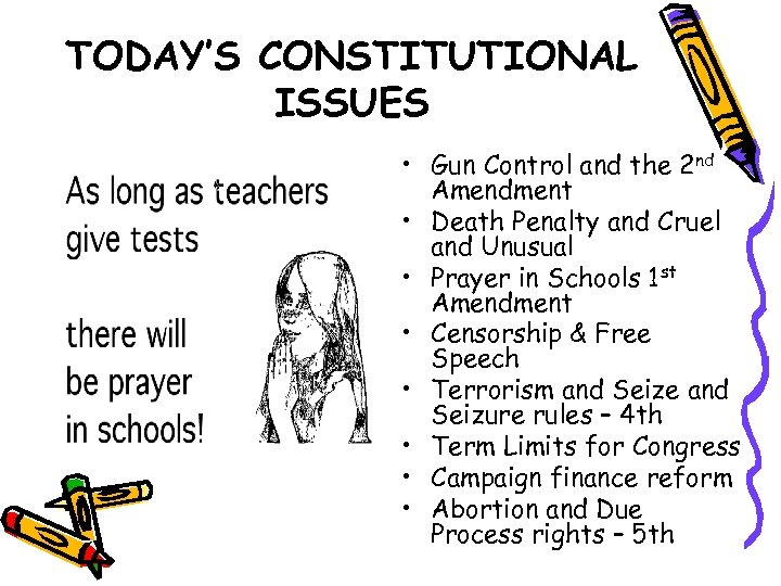 TODAY’S CONSTITUTIONAL ISSUES • Gun Control and the 2 nd Amendment • Death Penalty