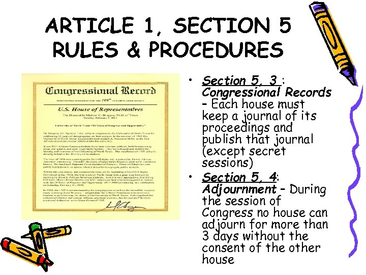 ARTICLE 1, SECTION 5 RULES & PROCEDURES • Section 5, 3 : Congressional Records