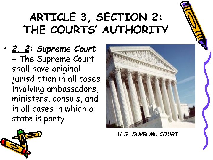 ARTICLE 3, SECTION 2: THE COURTS’ AUTHORITY • 2, 2: Supreme Court – The