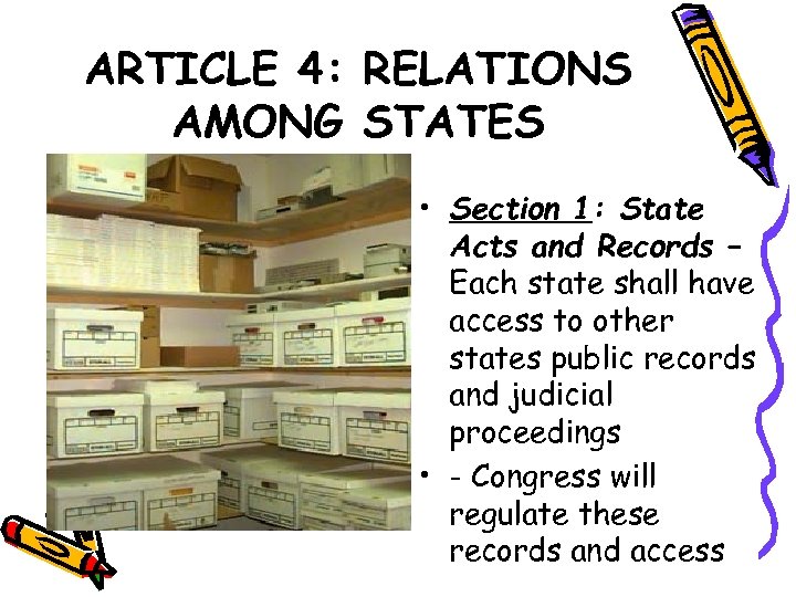 ARTICLE 4: RELATIONS AMONG STATES • Section 1: State Acts and Records – Each